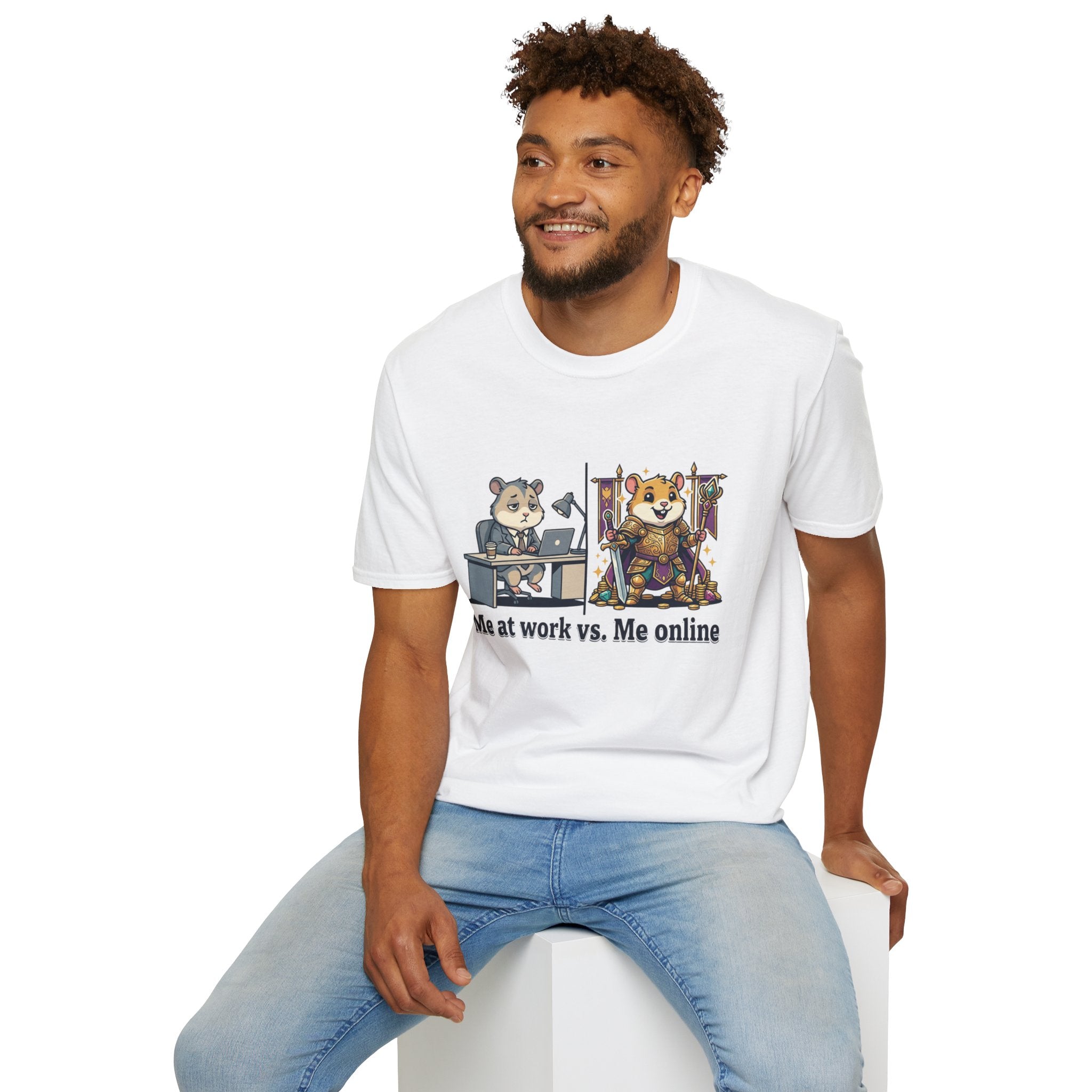 Me at work VS. Me online! Unisex Softstyle T-Shirt